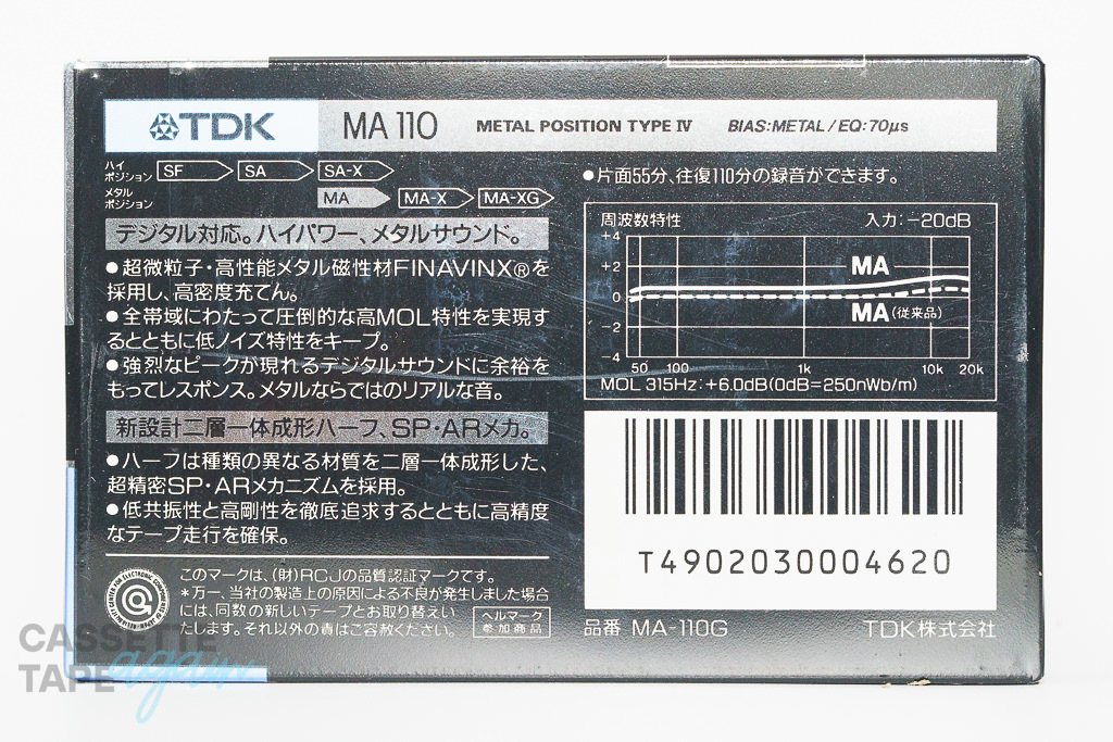 MA 110(メタル,MA-110G) / TDK - CASSETTE TAPE again.